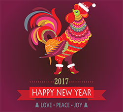 4个漂亮的2017年鸡年矢量素材：2017 Year Backgrounds with Rooster 5